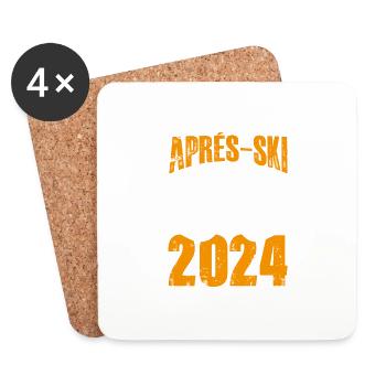 Apres Ski 2024 Ski Brille - Untersetzer (4er-Set) - Weiß - Vorne