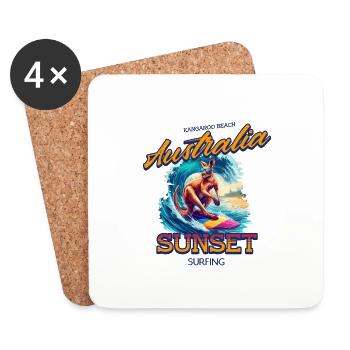Kangaroo Beach Australia Surfer - Coasters (set of 4) - white - Front