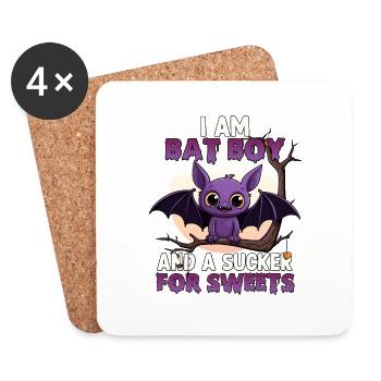 Kawaii Halloween Costume chauve-souris Bat Boy - Dessous de verre (lot de 4) - blanc - Devant