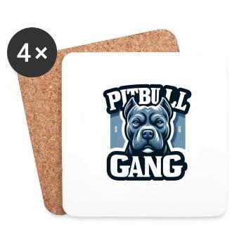 Gang de pitbulls - Dessous de verre (lot de 4) - blanc - Devant
