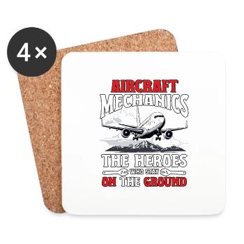 Mécanicien d’avion Les héros de l’aviation - Dessous de verre (lot de 4) - blanc - Devant
