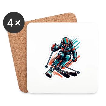 Skifahrer - Untersetzer (4er-Set) - Weiß - Vorne