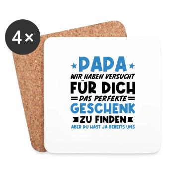 Papa Vater Dad Geschenk Geburtstag und Weihnachten - Untersetzer (4er-Set) - Weiß - Vorne