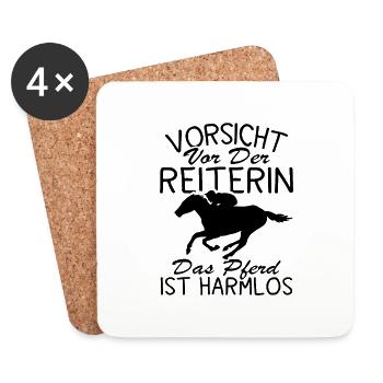 Vorsicht vor der reiterin das pferd ist harmlos - Untersetzer (4er-Set) - Weiß - Vorne