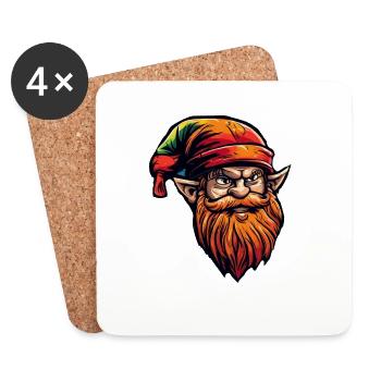 Kobold Zwerg mit Bart und Zipfelmütze Irland - Untersetzer (4er-Set) - Weiß - Vorne