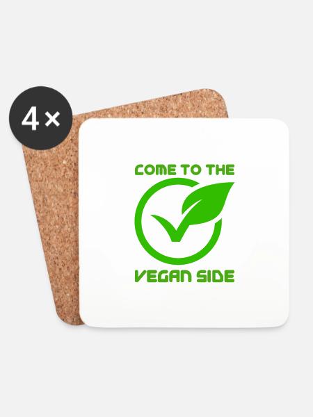 Come to the vegan side, veganuary animal rights activist - Coasters (set of 4) - white