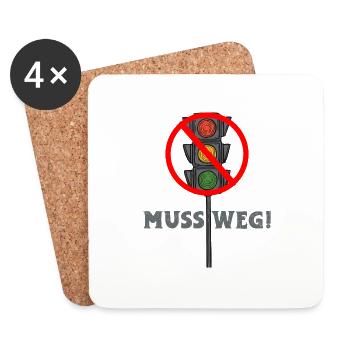 Die Ampel muss Weg - Untersetzer (4er-Set) - Weiß - Vorne