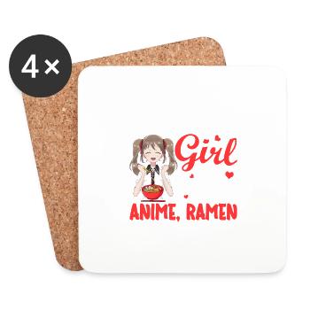 Juste une fille qui aime les ramen d’anime et le croquis x - Dessous de verre (lot de 4) - blanc - Devant