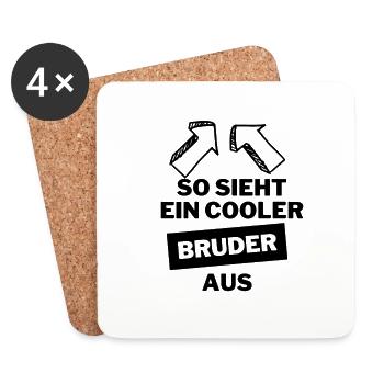 cooler Bruder - Untersetzer (4er-Set) - Weiß - Vorne