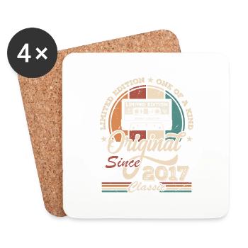 Originelles Retro-Geburtstagsgeschenk für Born in 2017 - Untersetzer (4er-Set) - Weiß - Vorne
