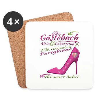 60. Geburtstag Frau & Mann Gästebuch - Untersetzer (4er-Set) - Weiß - Vorne