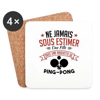Une Fille Et joueur de ping-pong - Dessous de verre (lot de 4) - blanc - Devant