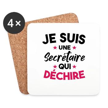 Je Suis Une Secrétaire Qui Déchire - Dessous de verre (lot de 4) - blanc - Devant