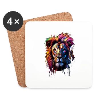 Lion arc-en-ciel - Dessous de verre (lot de 4) - blanc - Devant