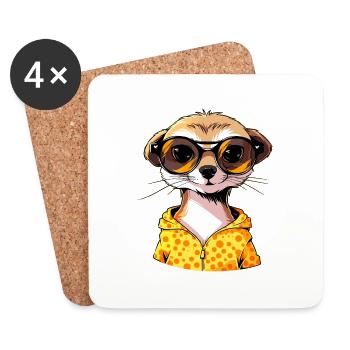 Erdmännchen Mit Sonnenbrille Meerkat - Untersetzer (4er-Set) - Weiß - Vorne