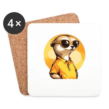 Erdmännchen Mit Sonnenbrille Meerkat - Untersetzer (4er-Set) - Weiß - Vorne