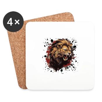 Löwe Kopf Symbol Tier Löwenkopf - Untersetzer (4er-Set) - Weiß - Vorne