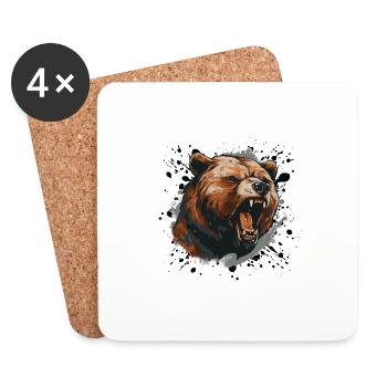 Tête de grizzli symbole Animal - Dessous de verre (lot de 4) - blanc - Devant