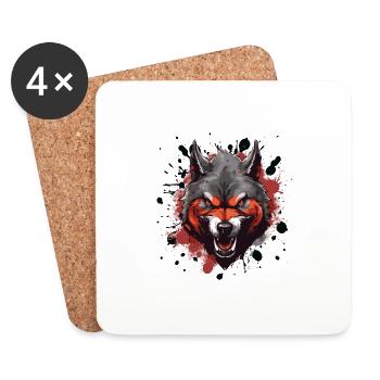 Wolf Kopf Symbol Tier - Untersetzer (4er-Set) - Weiß - Vorne
