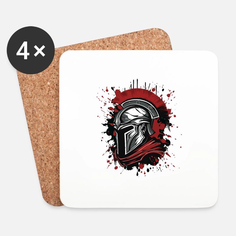 Spartaner Helm Kopf Sparta - Untersetzer (4er-Set) - Weiß