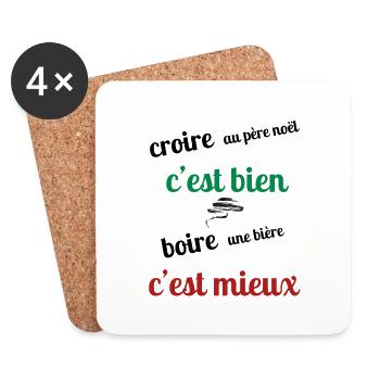cadeau homme, femme, humour, t-shirt humoristique - Dessous de verre (lot de 4) - blanc - Devant