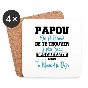Papou Cadeau Humour Papa Fête des Pères - Dessous de verre (lot de 4) - blanc - Devant