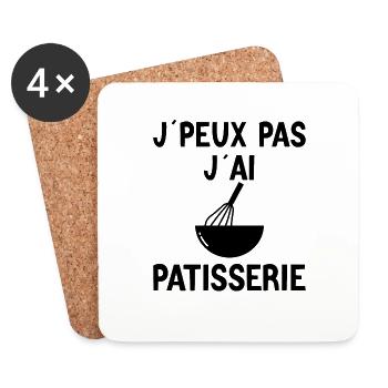 Pâtisserie - Pâtissier - Meilleur Pâtissier - Dessous de verre (lot de 4) - blanc - Devant