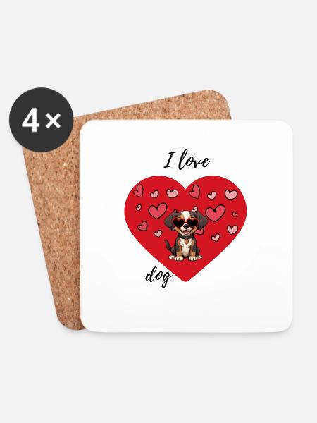 Valentine's Day Dog - Coasters (set of 4) - white