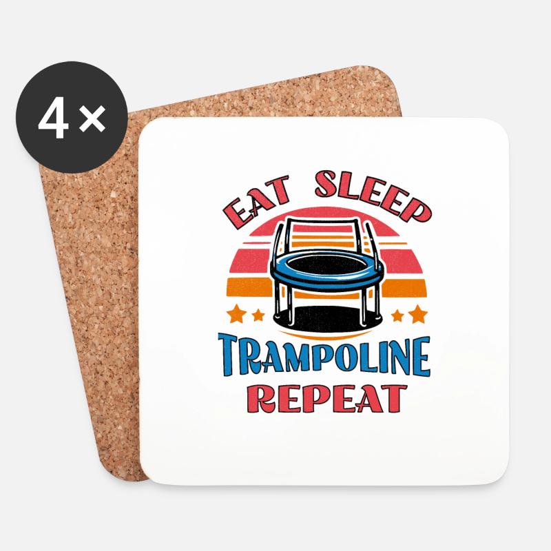 Eat Sleep Trampoline Repeat - Untersetzer (4er-Set) - Weiß