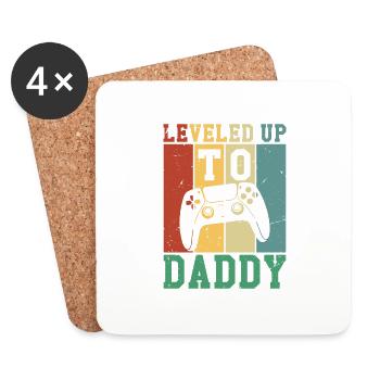 Leveled Up To Daddy - Coasters (set of 4) - white - Front
