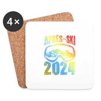 Apres Ski 2024 Ski Brille Bunt - Untersetzer (4er-Set) - Weiß - Vorne