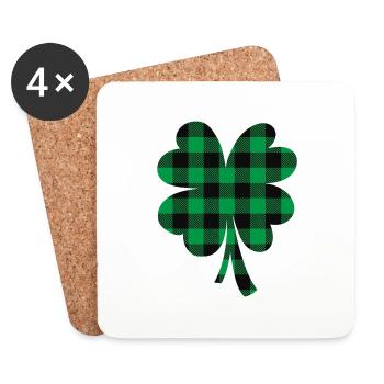 Green Buffalo Plaid Clover - Coasters (set of 4) - white - Front