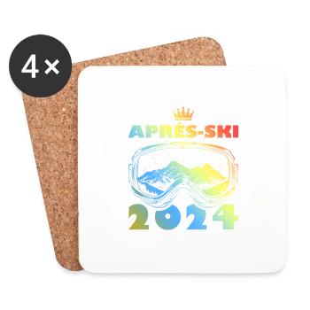 Après-ski 2024 Vacances au ski colorées - Dessous de verre (lot de 4) - blanc - Devant
