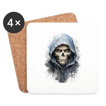 Tete de mort pour un look grunge - Dessous de verre (lot de 4) - blanc - Devant