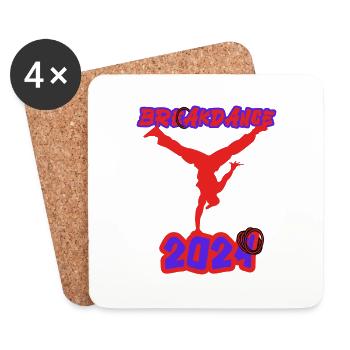 Paris Breakdance Hip-Hop 2024 - Dessous de verre (lot de 4) - blanc - Devant