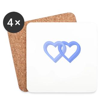 Coeurs bleus gays - Dessous de verre (lot de 4) - blanc - Devant