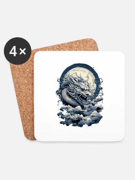 Majestät des Mond-Drachen - Untersetzer (4er-Set) - Weiß