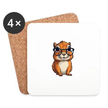 Nerdhörnchen Junge Jungen Erdhörnchen Nerdy Nerd - Untersetzer (4er-Set) - Weiß - Vorne