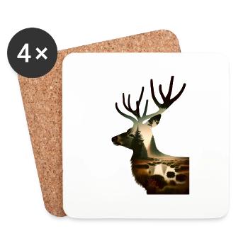 Nature dans le motif de cerf - Dessous de verre (lot de 4) - blanc - Devant