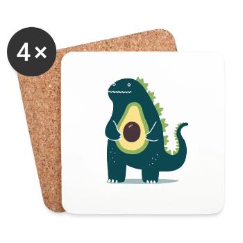 Dinosaur with avocado - Coasters (set of 4) - white - Front