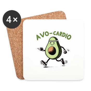 Avocat en cours d’exécution, avo-cardio - Dessous de verre (lot de 4) - blanc - Devant