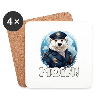 Drôle de capitaine d’ours polaire de chien de mer avec dire Moin - Dessous de verre (lot de 4) - blanc - Devant