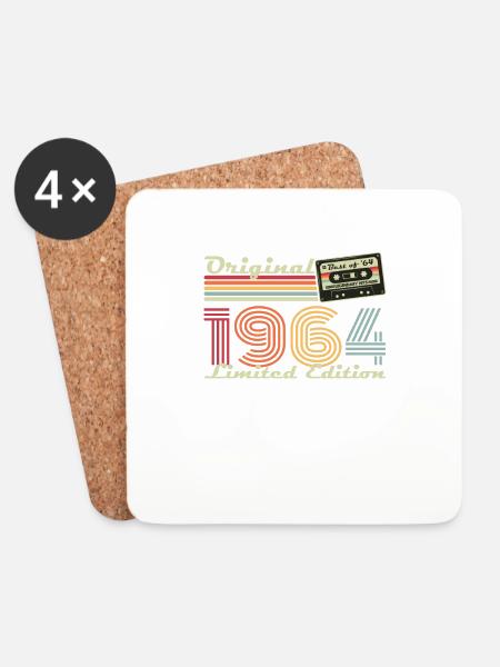 Original 1964 Vintage Gift 60th Birthday - Coasters (set of 4) - white