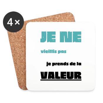 cadeau homme, femme, humour, t-shirt humoristique - Dessous de verre (lot de 4) - blanc - Devant