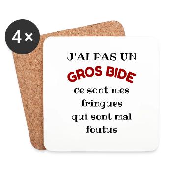 cadeau homme, femme, humour, t-shirt humoristique - Dessous de verre (lot de 4) - blanc - Devant