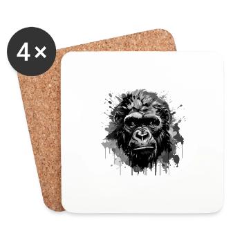 Gorilla Head Portrait Animal - Coasters (set of 4) - white - Front