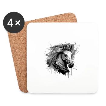 Horse Head Portrait Animal - Coasters (set of 4) - white - Front