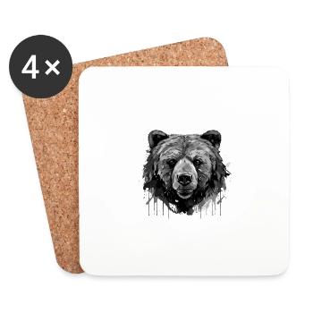 Bear Head Portrait Animal - Coasters (set of 4) - white - Front