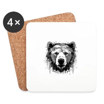 Polar Bear Head Portrait Animal Polar Bear - Coasters (set of 4) - white - Front