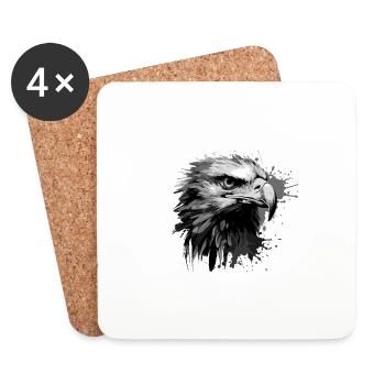 Tête d’aigle Portrait Animal - Dessous de verre (lot de 4) - blanc - Devant